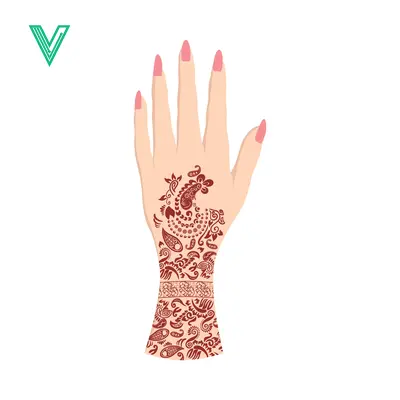 Beautiful Henna Tattoo Design on Womans Hand
