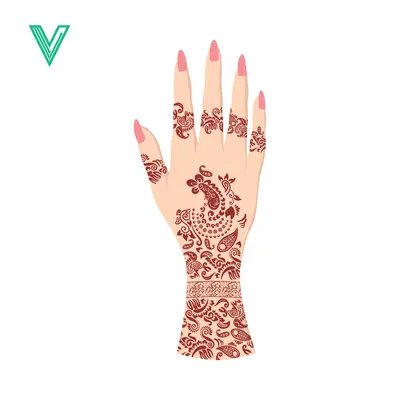 Beautiful Henna Tattoo Design on a Womans Hand