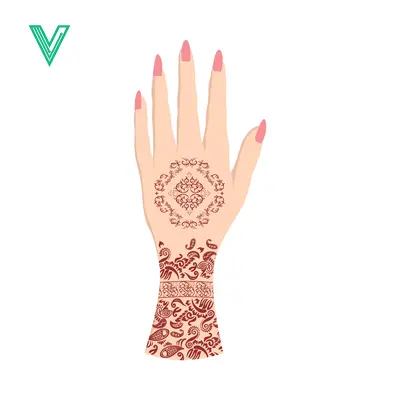 Beautiful Henna Tattoo Design on Womans Hand