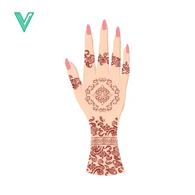 Intricate Henna Tattoo Design on a Womans Hand