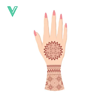 Beautiful Henna Tattoo Design on Womans Hand