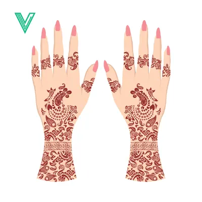 Beautifully Decorated Hands with Intricate Henna Mehndi Designs