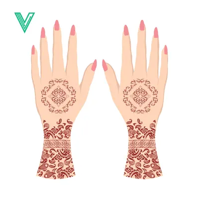 Aset premium populer: Intricate Henna Designs on Hands for Celebrations