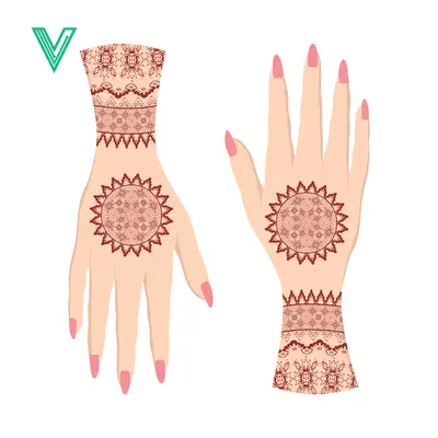 Intricate Henna Designs on Two Hands for Cultural Celebrations