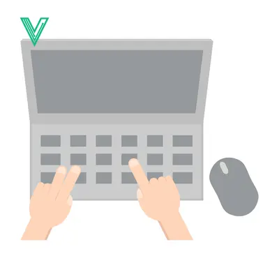 Hands typing on a laptop keyboard with a computer mouse nearby
