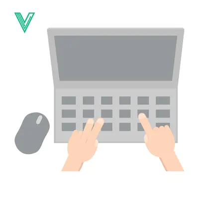 Top view of hands typing on a laptop keyboard with a computer mouse nearby