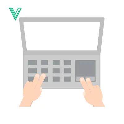 Hands typing on a laptop keyboard top view minimalist illustration