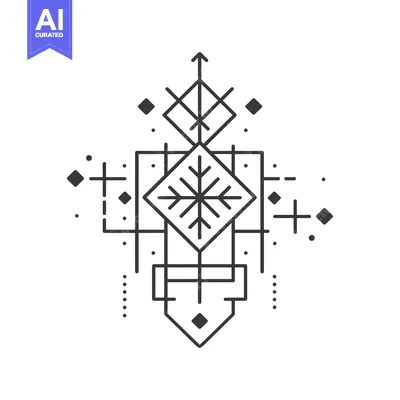 Aset desain premium: Abstract Geometric Design with a Snowflake Motif