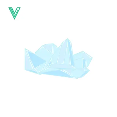 Abstract Light Blue Geometric Crystal Shape Isolated on White Background