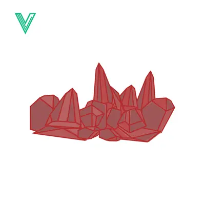 Abstract Geometric Red Crystal Formation