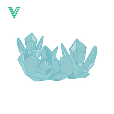 Cluster of Blue Ice Crystals on White Background