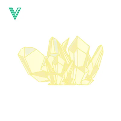 Cluster of Yellow Quartz Crystals on White Background