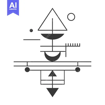 Aset premium populer: Abstract Geometric Design with a Triangle, Circles, and Lines
