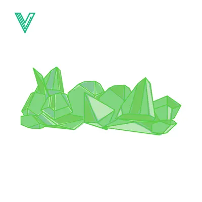Green Crystal Cluster Abstract Geometric Shapes