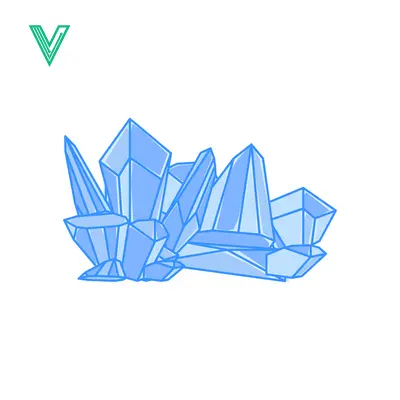 Illustration of Blue Ice Crystals Cluster on White Background