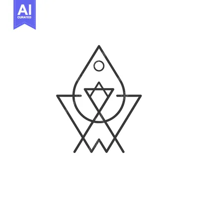 Aset premium populer: Abstract geometric design with a water drop, triangle and circle