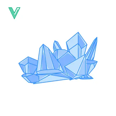 Illustration of Blue Ice Crystals Cluster