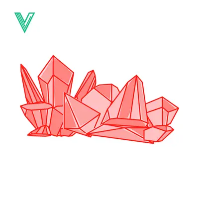 Cluster of Red Crystals Geometric Gemstone Illustration