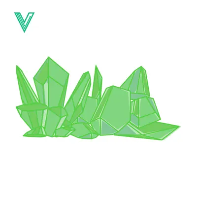 Group of Green Crystals on White Background