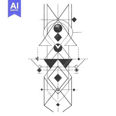 Aset desain premium: Abstract Geometric Design with Black Circles and Diamonds