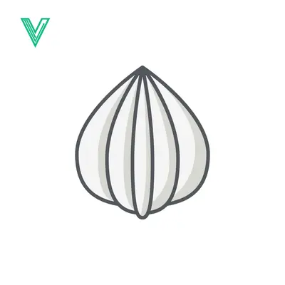 Stylized illustration of a single garlic bulb with clean lines