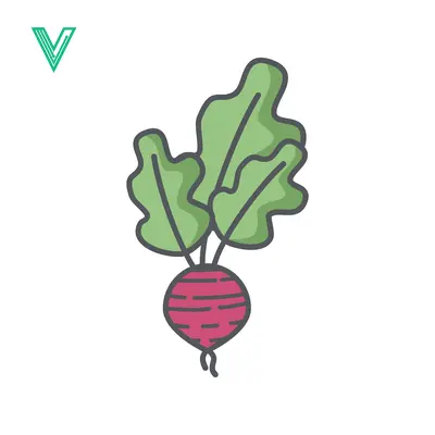 Hand-drawn illustration of a fresh beetroot with green leaves