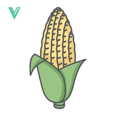 A simple cartoon illustration of a fresh ear of corn with green husks