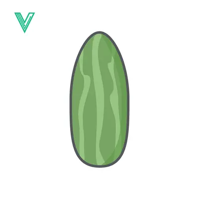 Stylized Green Oval Object with Vertical Stripes