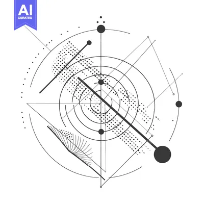 Aset premium populer: Abstract Geometric Design with Black Circles and Lines