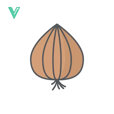 Simple illustration of a single garlic bulb with a brown outline and light brown fill isolated on a white background