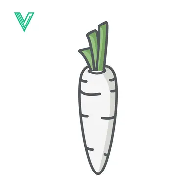 Simple White Radish Vegetable Illustration