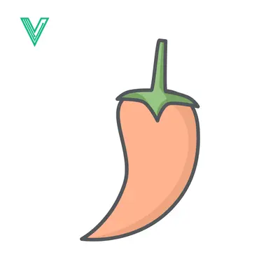 Simple illustration of a light orange chili pepper with a green stem