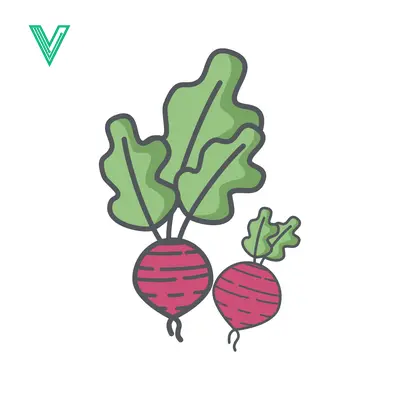 Hand Drawn Illustration of Fresh Beets with Green Leaves
