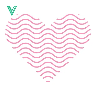 Pink Heart Shape with Wavy Lines Pattern