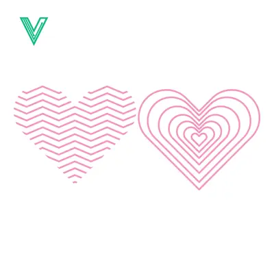 Two Pink Hearts with Different Geometric Patterns