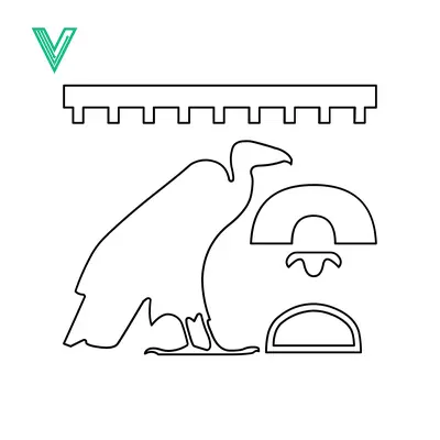 Ancient Egyptian Vulture Hieroglyph Symbol Outline