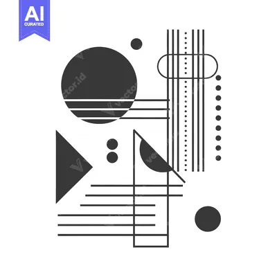 Aset premium populer: Abstract Geometric Design with Black Shapes and Lines