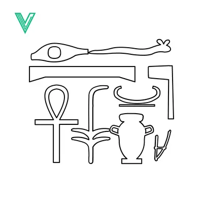 Ancient Egyptian Hieroglyphs Symbols Outline Vector Art