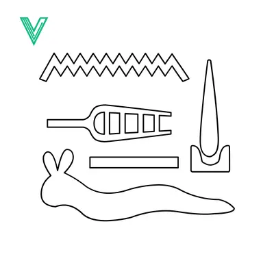 Vector Illustration of Crafting Tools and Slug Silhouette