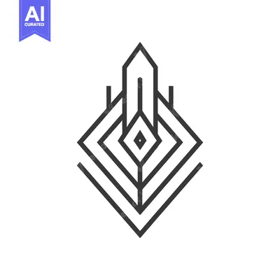Aset desain premium: Abstract Geometric Design with Central Diamond and Arrowhead