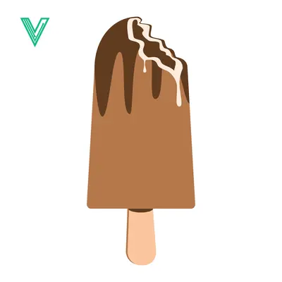 Chocolate Ice Cream Bar with Drizzle and Bite Mark