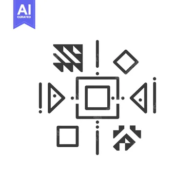 Premium design asset: Abstract Geometric Design with Central Square and Surrounding Shapes