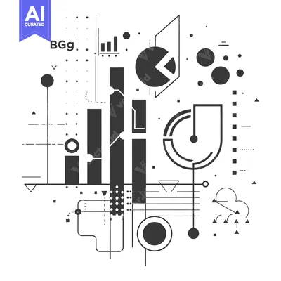 Aset premium populer: Abstract Geometric Design with Charts and Symbols