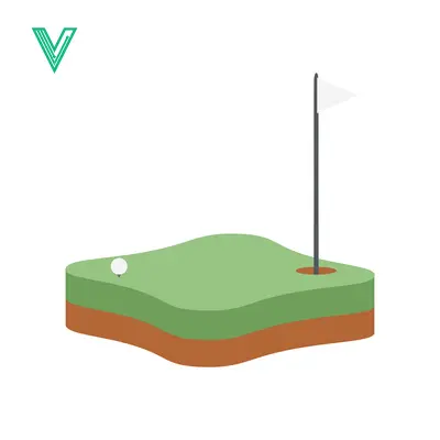 Golf Course Hole with Flag and Ball on Green
