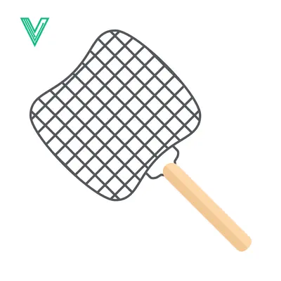 Simple Illustration of a Fly Swatter with Wooden Handle