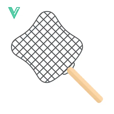 Illustration of a fly swatter with a wooden handle