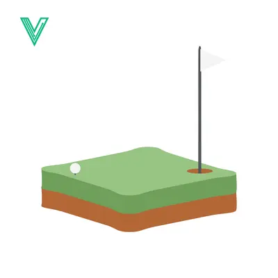 Golf Course Hole with Flag and Ball on Green