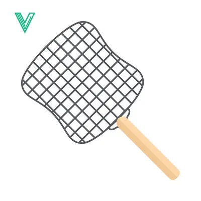 Simple Illustration of a Butterfly Net with Wooden Handle