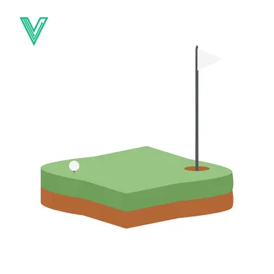 Golf Hole Miniature Isometric View with Ball and Flag