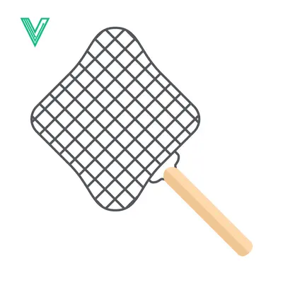 Simple Line Drawing of a Grill Basket with Handle